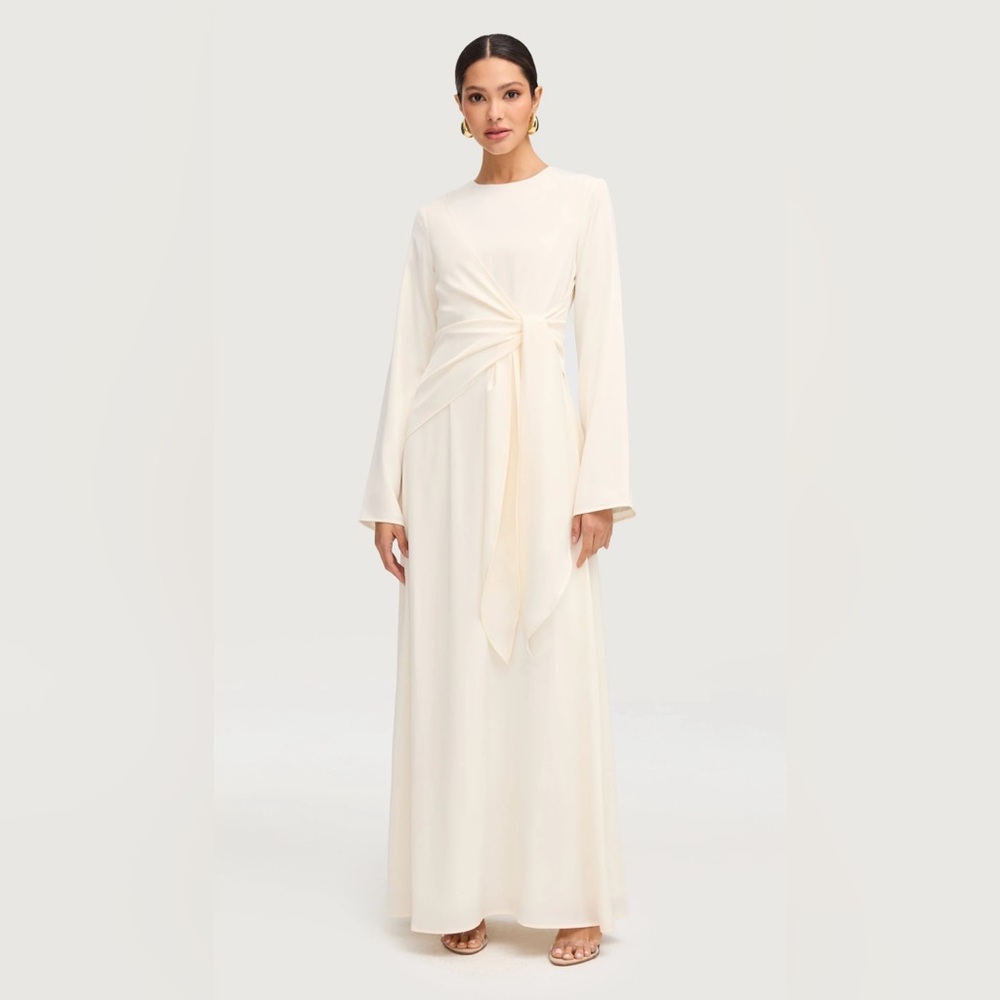 Sofia Side Tie Maxi Dress - Off-White S 56”